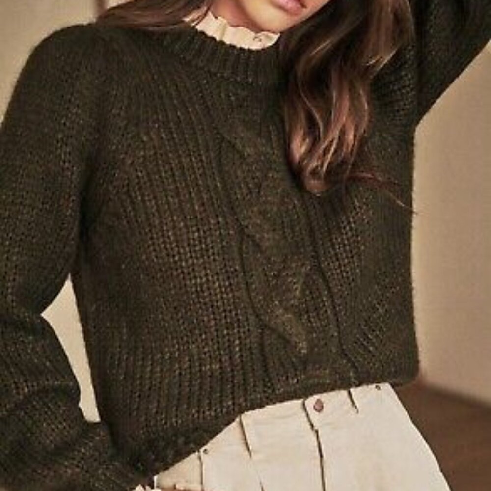 Sezane Serena Jumper Kaki. - Size S (Dark Green)